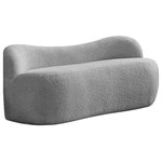Meridian Furniture - Flair Boucle Fabric Upholstered Bench, Grey - Add a contemporary touch to your home with this Flair bench from Meridian Furniture. Its rich grey boucle fabric makes a stunning addition to any space. Its curved back provides support for your spine while its overall design creates a stunning accent piece for your modern home. With its ample footprint, this bench provides you with additional seating and is just the right size to fit any living space.