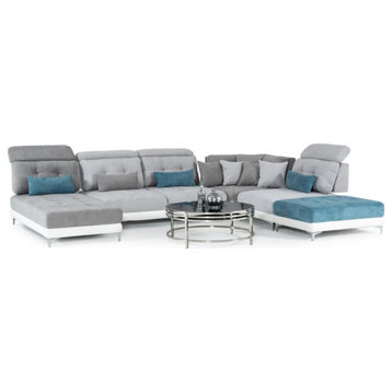 Kadon Italian Modern Medium Gray Fabric U Shaped Configurable Sectional Sofa