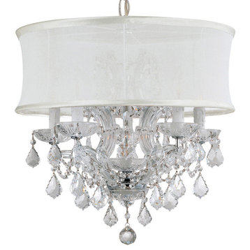 Crystorama Brentwood 6-Light Crystal Gold Drum Shade Mini Chandelier I, Polished Chrome, Clear Hand Cut