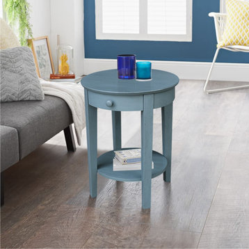 Phillips Accent Table with Drawer, Ocean Blue - Antique Rubbed