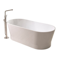 ADM Bathroom Design - ADM Oval Freestanding Bathtub, Matte White, 66.9" - Bathtubs