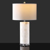 Safavieh Massey Round Alabaster Table Lamp White/Chrome