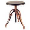 Tinsley Adjustable Stool Featuring Dark-Brown Polished, Wooden Seat