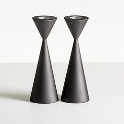 Taper Candlesticks - Aluminum Slate - Candleholders