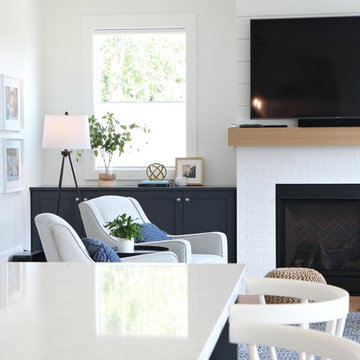 White and Navy Blue Kitchen - New Home