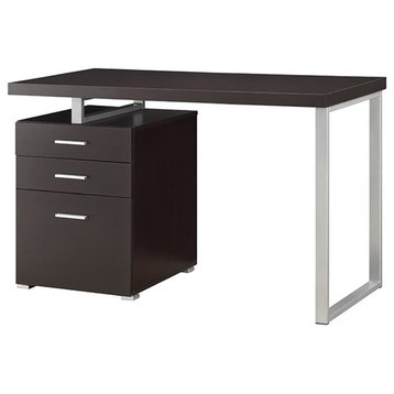 Coaster Brennan Modern 3-Drawer Wood Office Desk in Cappuccino and Silver