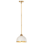 Z-Lite - Z-Lite 1 Light Pendant, Matte White, Rubbed Brass, 1004P10-MW-RB - Easy elegance follows this domed metal one-light pendant with a crisp industrial influence and minimalist silhouette. A domed shade fashioned of matte white finish stainless steel is trimmed in warm rubbed brass finish metal with a rubbed brass finish down rod and canopy. This contemporary pendant is adaptable to a variety of décor schemes including farmhouse, modern industrial, and urban modern.