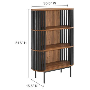Modway Fortitude 3-Tier Wood Display Cabinet in Walnut and Black