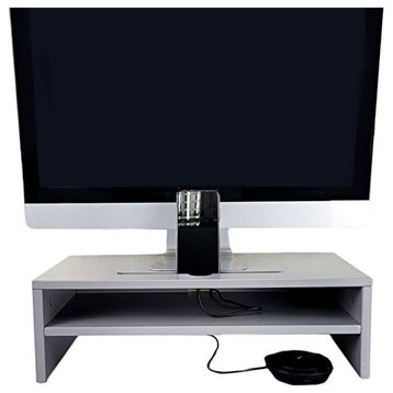 POW Furniture Monitor Stand Riser With Phone Stand & Cable Management