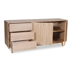 Copenhagen Solid European Oak 165cm Sideboard Buffet by Bent Design Studio - Buffets And Sideboards