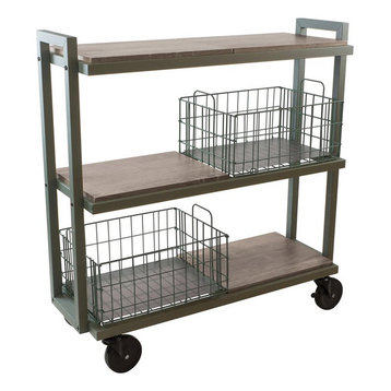 Atlantic Narrow Large Metal and Wire Cart System 3-Tier in Green