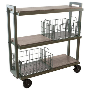 Atlantic Narrow Large Metal and Wire Cart System 3-Tier in Green