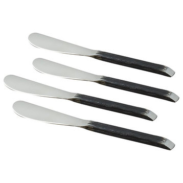 Gibraltar Pate Knives Set, Tone Black Matte and Stainless Steel, Set of 4