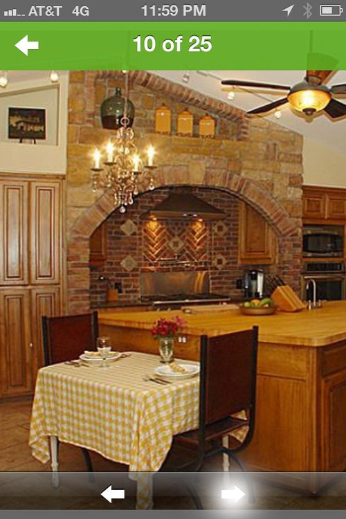 How do I modernize a brick/stone feature in a kitchen, all around a st