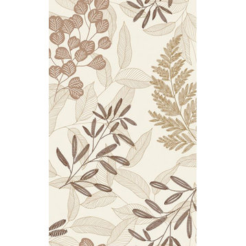Tropical Branches & Leaves Botanical Wallpaper , Terracotta, Sample