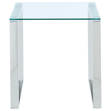 Stainless Steel and Glass Accent Table