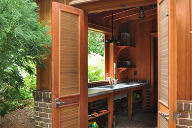 Garden shed - small traditional attached garden shed idea in Atlanta
