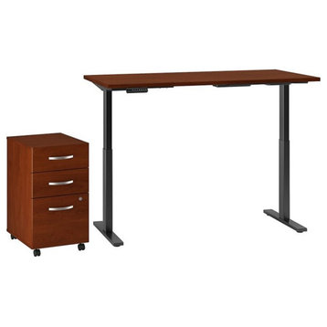 Move 60 Series 60W x 30D Adjustable Desk Set in Hansen Cherry - Engineered Wood