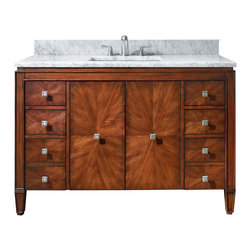 Avanity - Avanity Brentwood 49" Vanity With Carrera White Marble Top, New Walnut Finish - Bathroom Vanities And Sink Consoles