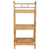 Natural Bamboo 3-Tier Shelves Folding Book Case Cabinet Shelf
