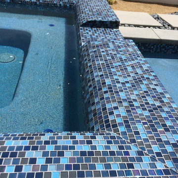 New pool & spa in DHS with custom concrete & mosaic glass tile