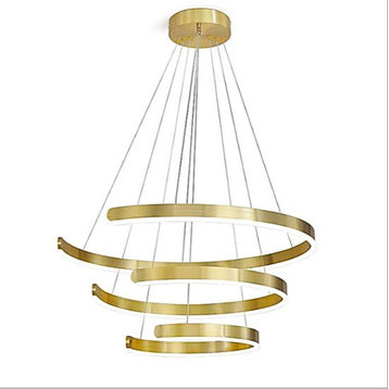 "C" Type gold led chandelier for living room, dining room, bedroom, office, 27.6*19.7*11.8"