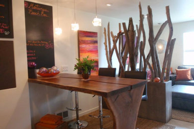 Example of a mid-sized trendy great room design in Other with white walls