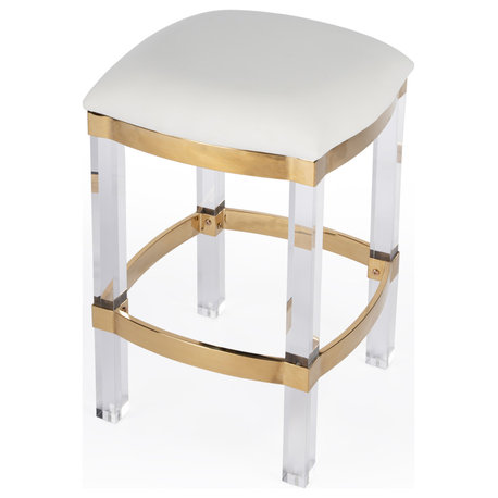 Jordan Acrylic and Polished Brass Counter Stool