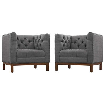 Modern Gray Panache Living Room Set Upholstered Fabric, 2-Piece Set