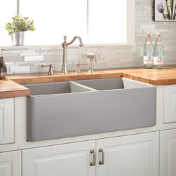 33" REINHARD DOUBLE-BOWL FIRECLAY FARMHOUSE SINK - GRAY - Kitchen Sinks