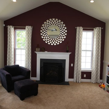 Living Room custom drapery and Roman Valances