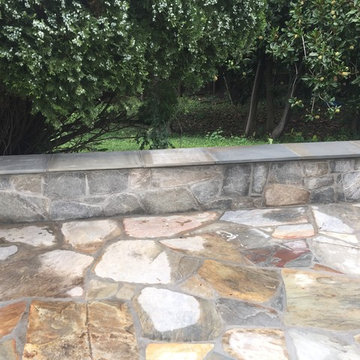Irregular Flagstone Patioin Silver Spring MD With Stone Sitting Walls