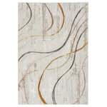 Nourison - Nourison Glitz 5'3" x 7'3" Ivory/Multi Modern Indoor Area Rug - With its curvy linear pattern in pink, gold, and blue multicolor on an ivory ground, this abstract rug from the Glitz Collection adds a sense of movement to your decor. The contemporary design is enhanced with subtly raised accents and a shimmer that beautifully reflects changes in light. Machine-made from polyester yarns that feel comfortably soft underfoot.