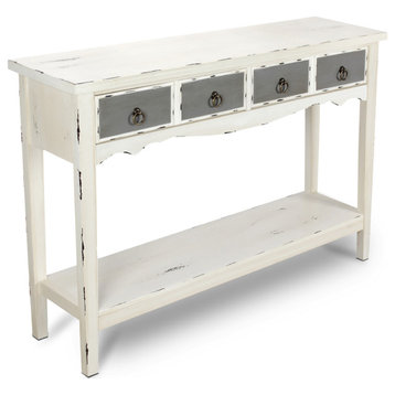 Freestanding Drawer Storage Console Table, Antique White