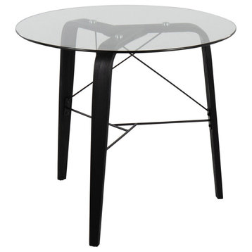 Trilogy Round Dinette Table, Black Wood, Clear Glass