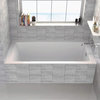 Soaking Fiberglass Acrylic Tub, Built-in Tile Flange, 60"x30", Right Hand Drain