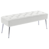 55 White End of Bed Bench, Modern Faux Fur Upholstered Ottoman Bench Seat  with Gold Legs, Fuzzy Long Bench for Bedroom Living Room Foyer Indoor