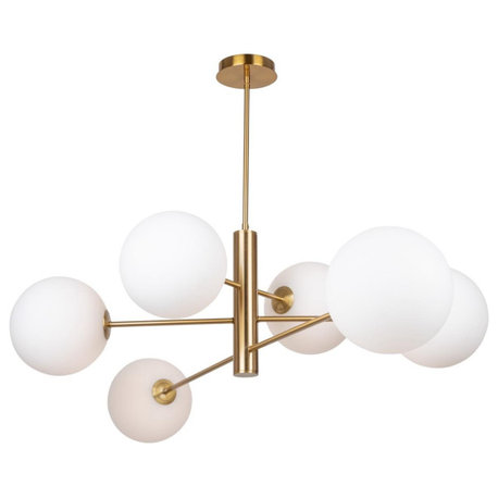 Aurelia 6 Light Chandelier, Brass