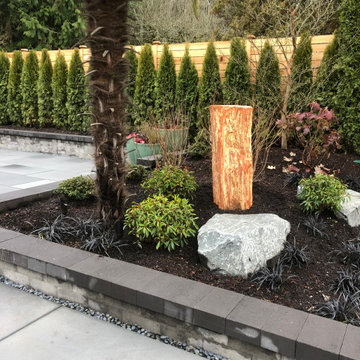 Bocce Ball Court, Pond, Granite Rocks and Dimensonal Flagstone