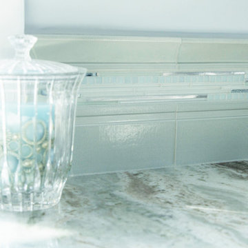 Glass and handmade tiles backsplash