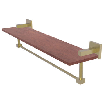 Montero 22" Solid Wood Shelf with Integrated Towel Bar, Satin Brass