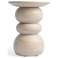 Studio London Elegant Silfi Travertine Effect Stool for Modern Home Bedroom