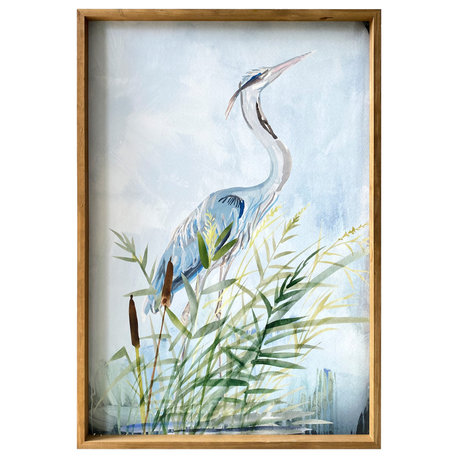 Gallery 57 Heron Wood Framed Canvas 24x36 Wall Art