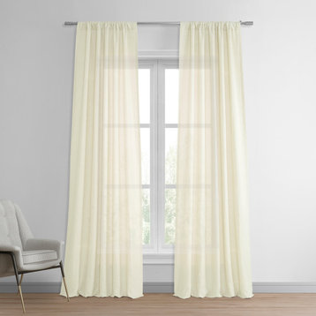 Antique Lace Linen Sheer Curtain Single Panel, 50"x108"