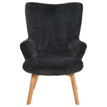 Napster Plush Wingback Chair, Black