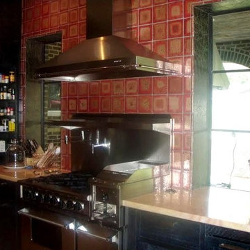 Red Handmade Glass Backsplash