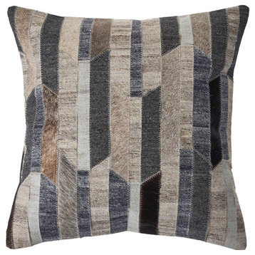 Faux Leather Throw Pillow, Gray/Charcoal, Geometric
