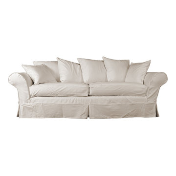 Elizabeth Slipcovered Sofa in Ivory - Coastal Living Room Charm