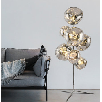 Freiburg | Creative Acrylic Lava Stone LED Floor Lamp, Silver, H72.8"