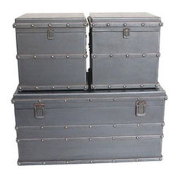 Slate Trunks - Set of 3 - Decorative Trunks